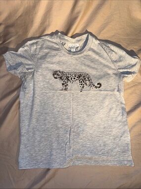 Topshop Heather Gray Leopard Graphic Baby Tee